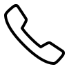 Black and white icon of a telephone handset.